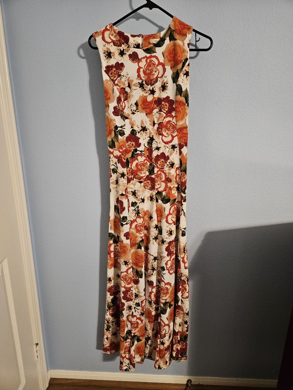 Floral Sleeveless Maxi Dress in Cream and Orange